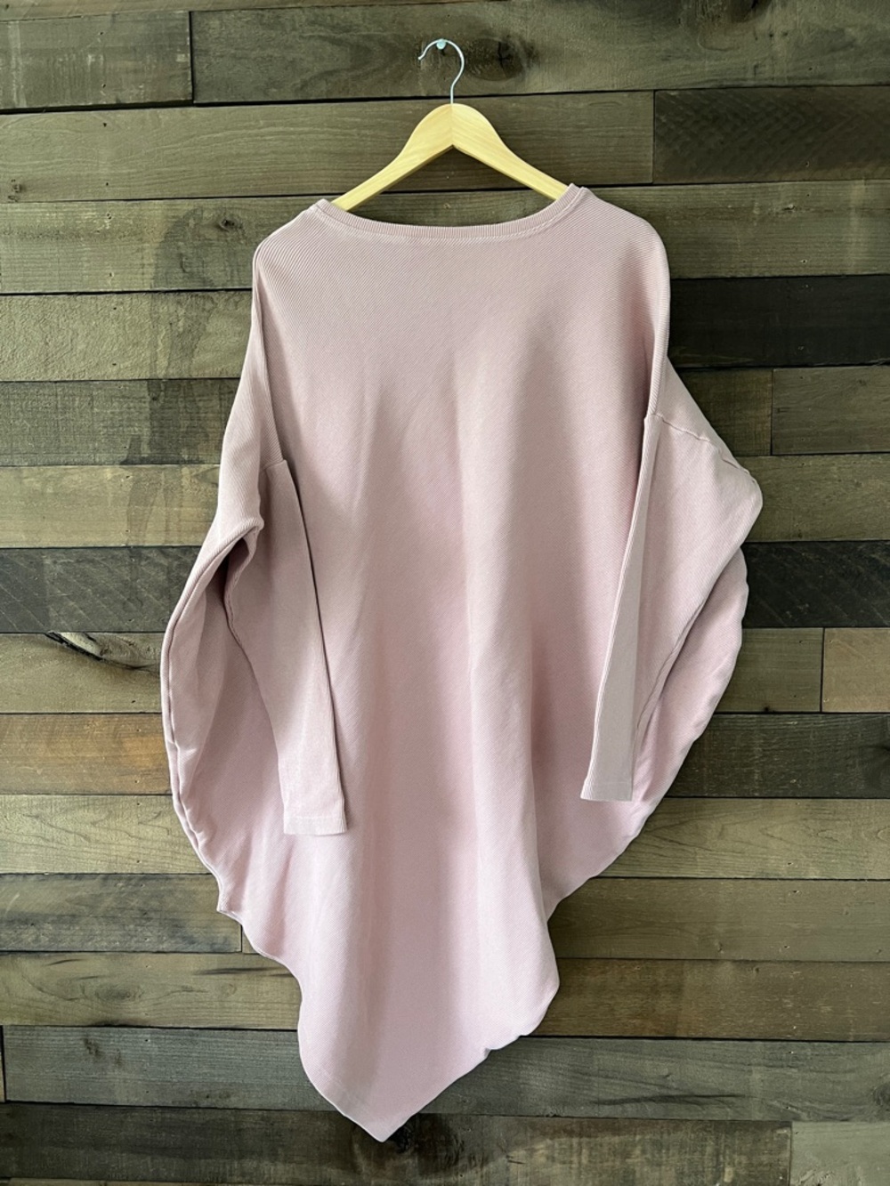 Aakasha Women's Pink Ribbed Long Sleeve Asymmetrical Sweater Top Dress Size XL